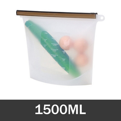 1000 ml 1500 ml újrafelhasználható szilikon tároló táska szilikon élelmiszer tároló zacskók élelmiszerekhez tömítés Ziplock fagyasztó sütés friss zacskók