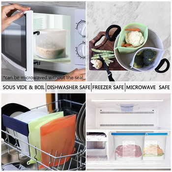 LMETJMA Επαναχρησιμοποιήσιμες σακούλες αποθήκευσης τροφίμων σιλικόνης Δωρεάν BPA σακούλες συντήρησης τροφίμων Seal Freeze Ψυγείο αποθήκευσης τροφίμων Savers Τσάντες KC0255