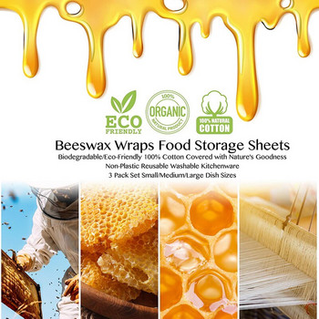 Επαναχρησιμοποιήσιμη μεμβράνη αποθήκευσης Βιολογικά βιολογικά φρούτα, λαχανικά, φυτικά τυριά, χαρτί περιτυλίγματος τροφίμων BPA & πλαστικό χωρίς κερί μέλισσας Περιτύλιγμα τροφίμων