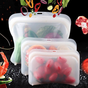 3 бр./компл. Силиконови торбички за храна за многократна употреба Херметична чанта за закуски с цип Микровълнова чанта за съдомиялна фризер, безопасна за прясно съхранение Лилава
