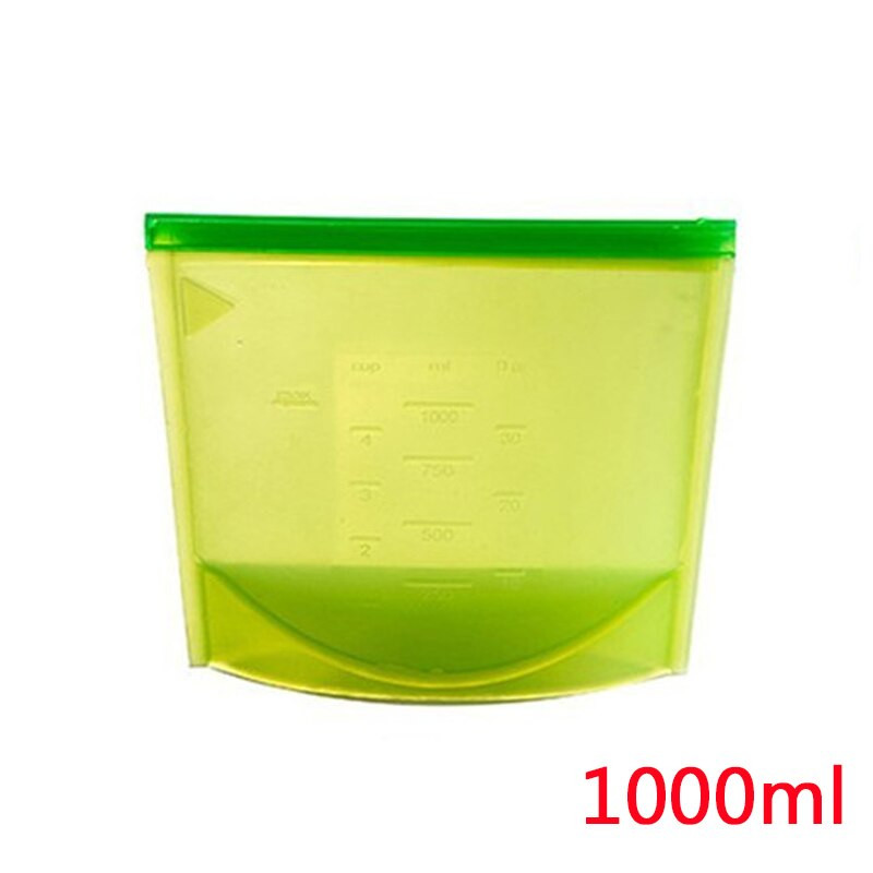 1000 ml-es újrafelhasználható szilikon élelmiszer-minőségű tároló táska Ebéd szendvics uzsonna folyékony ebéd gyümölcs fagyasztó cipzáros zacskó 4 szín