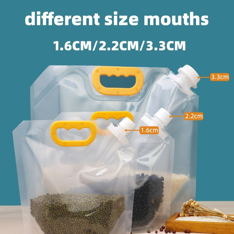 Rizscsomagoló zsák átlátszó szemek, lezárt zacskók Nedvességálló vastagított zacskó fúvókával Hordozható gabonaszemliszt tároló