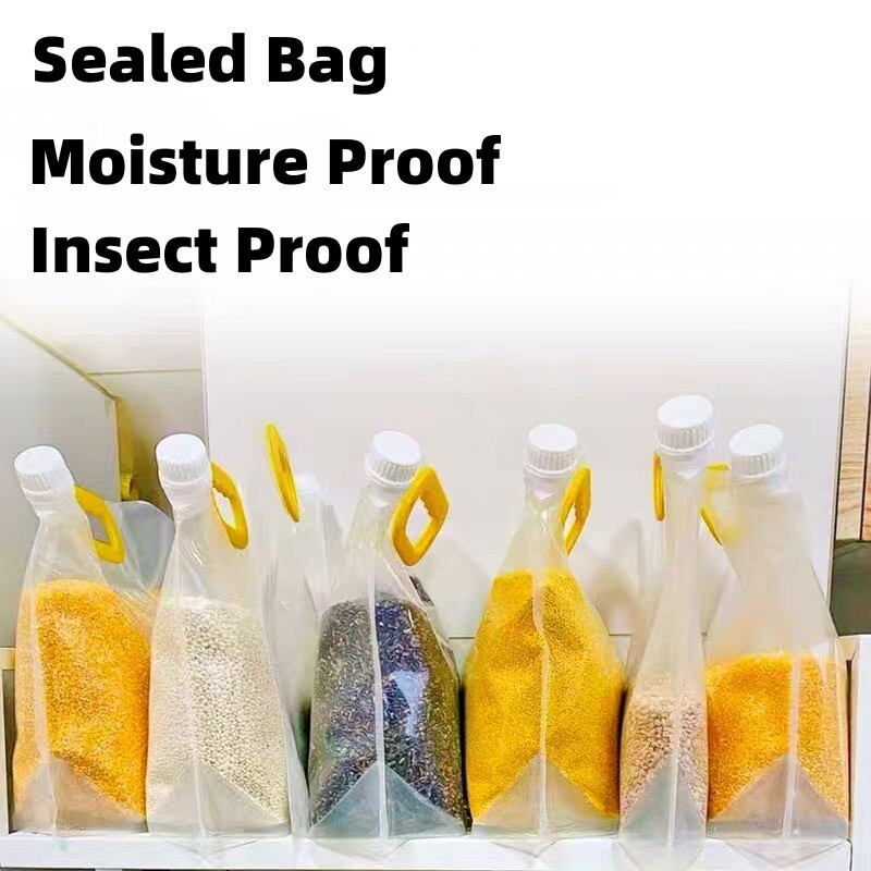 Rizscsomagoló zsák átlátszó szemek, lezárt zacskók Nedvességálló vastagított zacskó fúvókával Hordozható gabonaszemliszt tároló