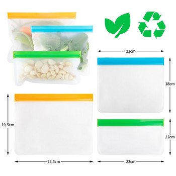 Многократна PEVA торбичка за храна Фризер Храна Плодове Зеленчуци Запечатана торбичка Непропусклив горен кухненски органайзер Свежи затворени торбички Без BPA