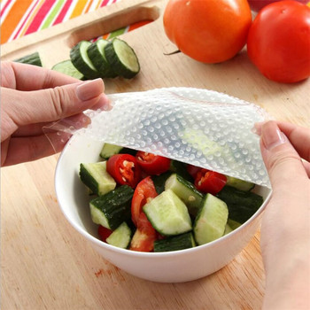 4 бр./компл. Силиконови опаковки за храна за многократна употреба Запазване на свежата храна Saran Wrap Bowl Pot Seal Вакуумен капак Разтегателен капак Кухненски аксесоари