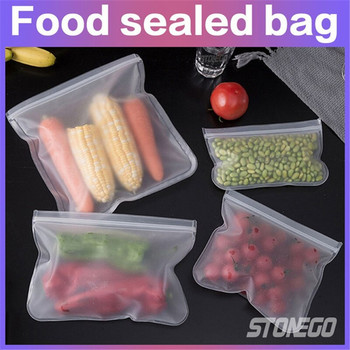 2 τμχ Δοχεία αποθήκευσης τροφίμων σιλικόνης Αδιάβροχη επαναχρησιμοποιήσιμη τσάντα με φερμουάρ Φρέσκια τσάντα Τσάντα αποθήκευσης τροφίμων Οργανωτής κουζίνας