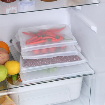 2бр. Силиконови контейнери за съхранение на храна Непропусклива чанта с цип за многократна употреба Чанта за прясно съхранение на храна Кухненски органайзер