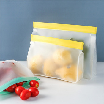 PEVA чанта за съхранение на храна Непропусклива горна стойка за многократна употреба Фризер Сандвич Заключване с цип Силиконова чанта за консервиране на храна Кухненски органайзер