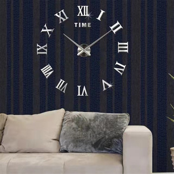 2022 Нов 3D римски цифри Акрилно огледало Стикер за стенен часовник Модни Направи си сам кварцови часовници Часовник Декорация на дома Стикери за всекидневна