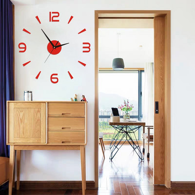 Uus helendav seinakell suur käekell Horloge 3D DIY akrüülpeegel Kleebised Kvarts Duvar Saat Klock Moodne Mute äratuskell