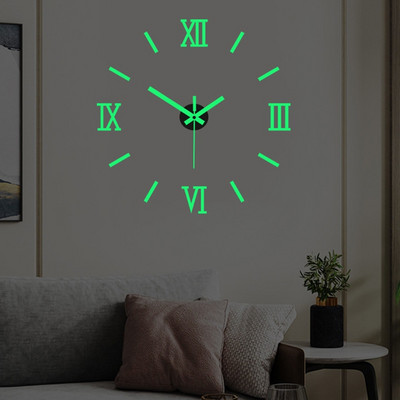 Uus helendav seinakell suur käekell Horloge 3D DIY akrüülpeegel Kleebised Kvarts Duvar Saat Klock Moodne Mute äratuskell