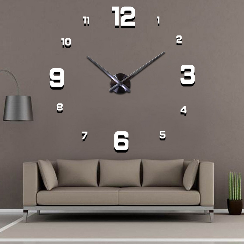 2022 Design modern Ceas mare de perete 3D DIY Ceasuri cuarț Ceasuri de modă Autocolante acrilice cu oglindă Living Decor Home Decor Horloge