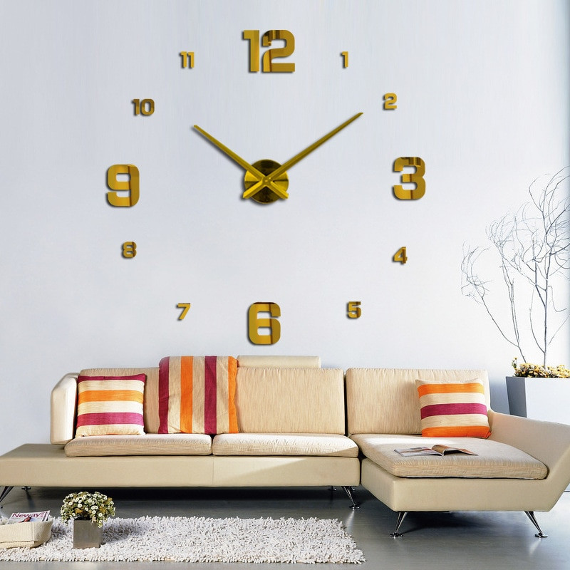 2022 Design modern Ceas mare de perete 3D DIY Ceasuri cuarț Ceasuri de modă Autocolante acrilice cu oglindă Living Decor Home Decor Horloge