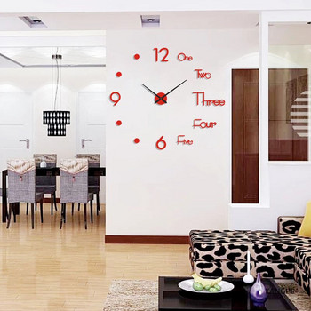 Голям 3D стенен часовник Светещи класически стенни часовници Направи си сам цифров часовник Стикери за стена Безшумен часовник за дома Декорация на маса за всекидневна
