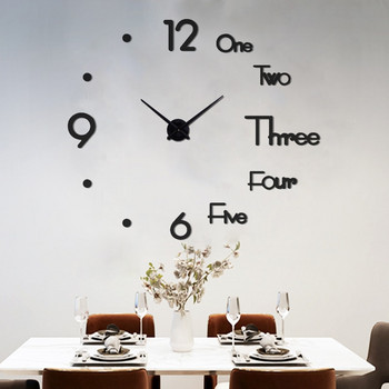 2022 моден 3D голям размер стенен часовник огледален стикер Направи си сам кратък декор за живеене стенен часовник за стая за срещи Модерен дизайн Безшумен акрил