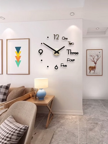 2022 моден 3D голям размер стенен часовник огледален стикер Направи си сам кратък декор за живеене стенен часовник за стая за срещи Модерен дизайн Безшумен акрил