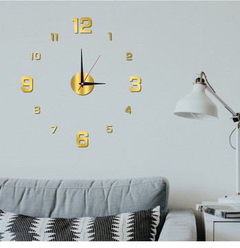 3D стенен часовник Светещ без рамки Направи си сам цифров часовник Стикери за стена Стенни часовници Безшумен часовник за дома Всекидневна Декорация на стена на офис