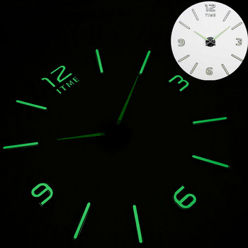Нов светещ стенен часовник Голям часовник Horloge 3D Направи си сам Акрилни огледални стикери Кварцов Duvar Saat Klock Modern Mute