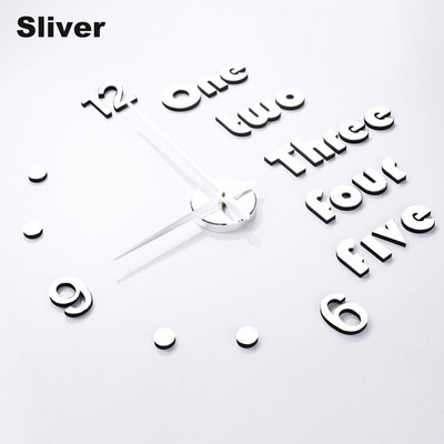 Új világító falióra nagy óra Horloge 3D DIY akril tükör matricák kvarc Duvar Saat Klock modern némítás