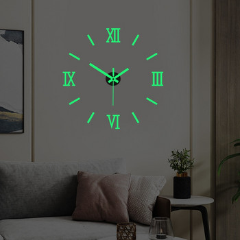 Τρισδιάστατο φωτεινό ρολόι τοίχου χωρίς πλαίσιο Ψηφιακά ρολόγια τοίχου DIY ακρυλικά αυτοκόλλητα τοίχου Quartz Αθόρυβο ρολόι για διακόσμηση τοίχου γραφείου σπιτιού