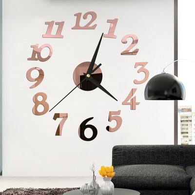 Ceas de perete luminos 3D Ceasuri de perete digitale fără cadru Autocolante de perete acrilice DIY Ceas silentios din cuarț pentru decorarea peretelui de acasă la birou