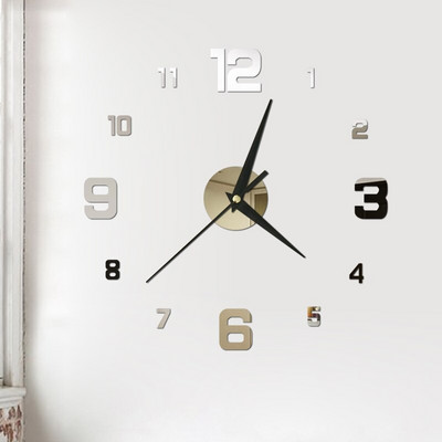 Ceas de perete luminos 3D Ceasuri de perete digitale fără cadru Autocolante de perete acrilice DIY Ceas silentios din cuarț pentru decorarea peretelui de acasă la birou