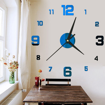 Ceas de perete luminos 3D Ceasuri de perete digitale fără cadru Autocolante de perete acrilice DIY Ceas silentios din cuarț pentru decorarea peretelui de acasă la birou