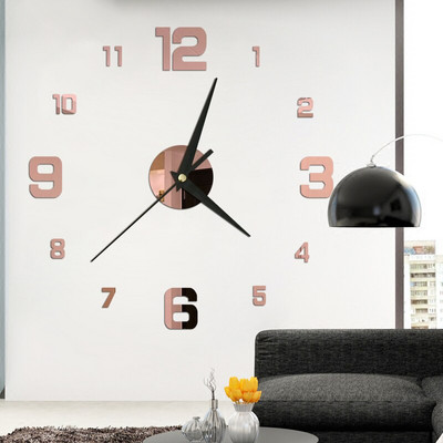 Ceas de perete luminos 3D Ceasuri de perete digitale fără cadru Autocolante de perete acrilice DIY Ceas silentios din cuarț pentru decorarea peretelui de acasă la birou