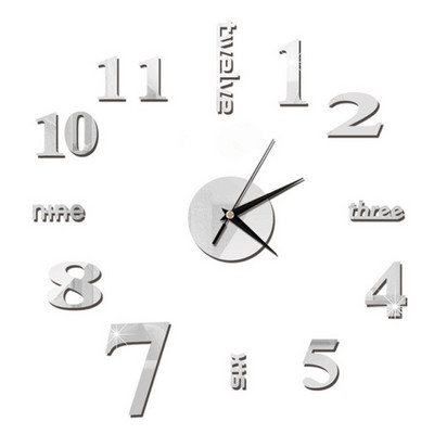 Ceas de perete luminos 3D Ceasuri de perete digitale fără cadru Autocolante de perete acrilice DIY Ceas silentios din cuarț pentru decorarea peretelui de acasă la birou