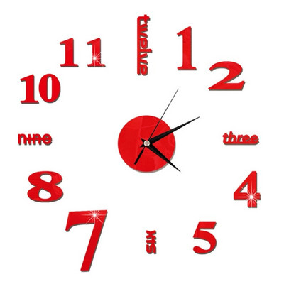 Ceas de perete luminos 3D Ceasuri de perete digitale fără cadru Autocolante de perete acrilice DIY Ceas silentios din cuarț pentru decorarea peretelui de acasă la birou