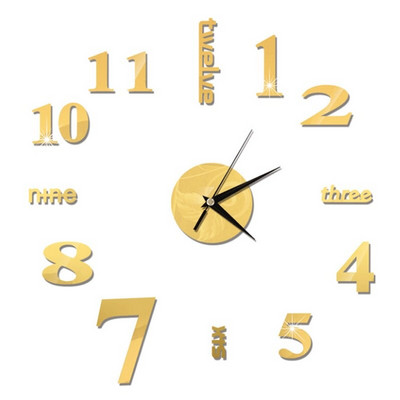 Ceas de perete luminos 3D Ceasuri de perete digitale fără cadru Autocolante de perete acrilice DIY Ceas silentios din cuarț pentru decorarea peretelui de acasă la birou