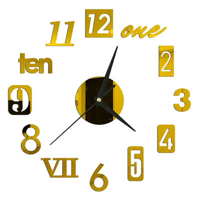 Ceas de perete luminos 3D Ceasuri de perete digitale fără cadru Autocolante de perete acrilice DIY Ceas silentios din cuarț pentru decorarea peretelui de acasă la birou