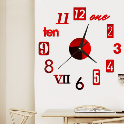 Ceas de perete luminos 3D Ceasuri de perete digitale fără cadru Autocolante de perete acrilice DIY Ceas silentios din cuarț pentru decorarea peretelui de acasă la birou