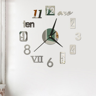 Ceas de perete luminos 3D Ceasuri de perete digitale fără cadru Autocolante de perete acrilice DIY Ceas silentios din cuarț pentru decorarea peretelui de acasă la birou