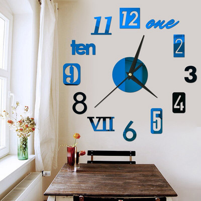 Ceas de perete luminos 3D Ceasuri de perete digitale fără cadru Autocolante de perete acrilice DIY Ceas silentios din cuarț pentru decorarea peretelui de acasă la birou