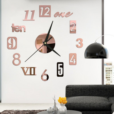 Ceas de perete luminos 3D Ceasuri de perete digitale fără cadru Autocolante de perete acrilice DIY Ceas silentios din cuarț pentru decorarea peretelui de acasă la birou