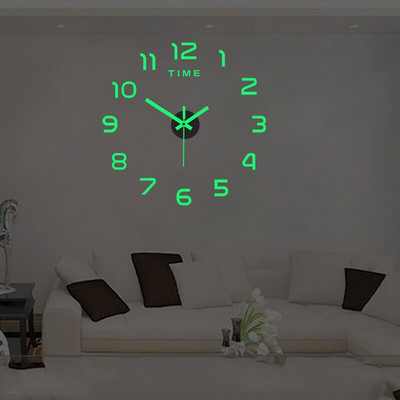 3D falióra Világító keret nélküli faliórák Barkácsolás digitális óra fali matricák Csendes óra otthoni nappaliba Irodai fali dekoráció