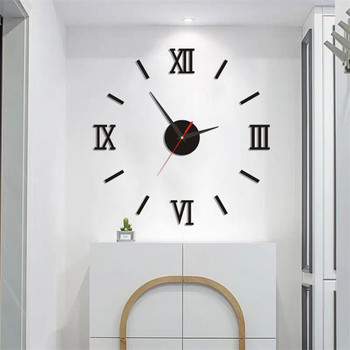 Светещи Направи си сам кварцови часовници Часовник 3D арабски цифри Акрилно огледало Стенен часовник Стикер Модна декорация на дома Стикер за хол