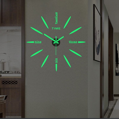 Šviečiantys „pasidaryk pats“ kvarciniai laikrodžiai, 3D arabiški skaitmenys, akrilo veidrodinis sieninis laikrodis lipdukas Mados namų dekoravimo svetainės lipdukas