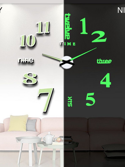Šviečiantys „pasidaryk pats“ kvarciniai laikrodžiai, 3D arabiški skaitmenys, akrilo veidrodinis sieninis laikrodis lipdukas Mados namų dekoravimo svetainės lipdukas