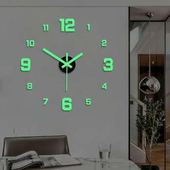 Нов креативен светещ стенен часовник, хол, направи си сам, часовник със стикери за стена, без звук, часовник, стенен часовник, декорация на дома