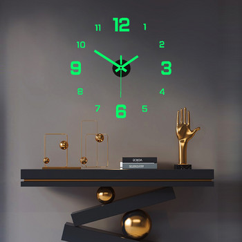 3DРимски стенен часовник с цифри, светещ стенен часовник без рамка, безшумен цифров часовник, стикер за стена, стикер за декорация на стена в хола, офис