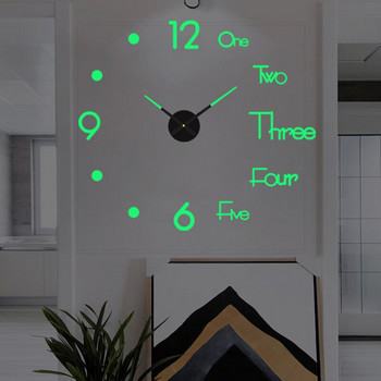 Направи си сам стерео дигитален стенен часовник Декорация на дома Прост светещ часовник със заглушен звук Акрилен часовник със стикер за стена за европейска спалня
