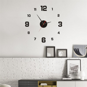 Направи си сам стерео дигитален стенен часовник Декорация на дома Прост светещ часовник със заглушен звук Акрилен часовник със стикер за стена за европейска спалня