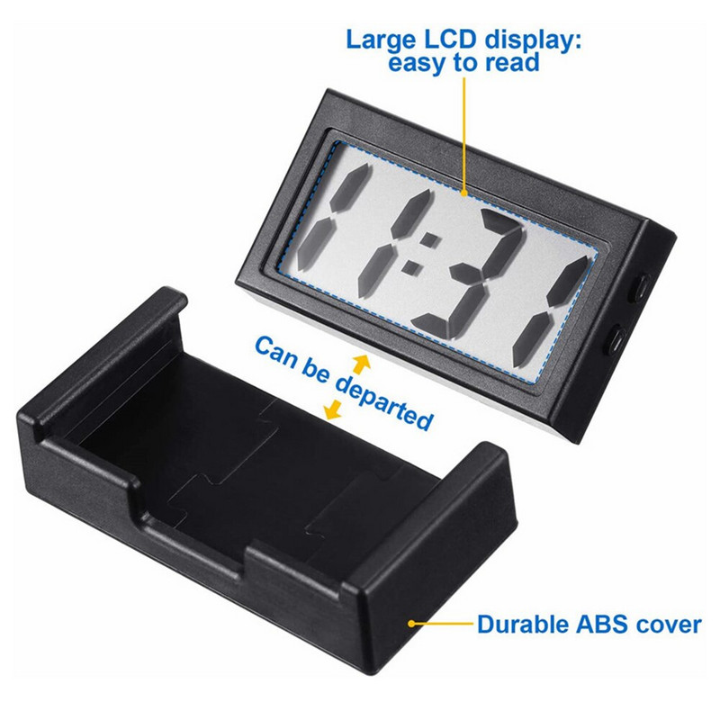 1db mini autós óra, teherautó műszerfala idő kényelmes, tartós öntapadó konzolos jármű elektronikus digitális óra autóhoz