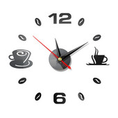 Pagrindinis 3D veidrodinis sieninis laikrodis Lipnus modernus tylus akrilo menas analoginis virtuvės „pasidaryk pats“ kavos puodeliai dekoras, atsparus vandeniui