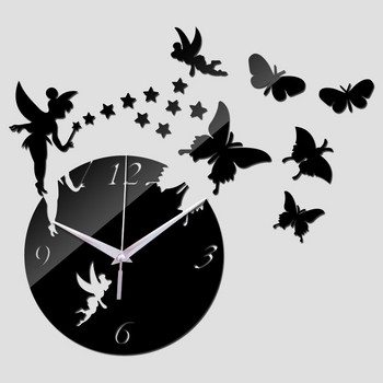 Гореща разпродажба направи си сам геометрични стенни часовници огледало акрилен кварцов стенен часовник звезди и пеперуди декорация стикери за стена