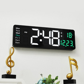 Голям дигитален дисплей LED стенен часовник Дистанционно управление Час Дата Седмица Температура Цифров дисплей Часовник Време Функция Стенен монтаж