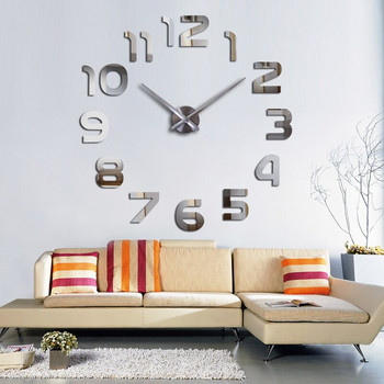 Модерни Направи си сам акрилно огледало моден стенен часовник 3d голям кварцов часовник часовници холна декорация на дома натюрморт сребърни стикери