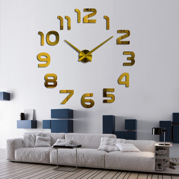 Модерни Направи си сам акрилно огледало моден стенен часовник 3d голям кварцов часовник часовници холна декорация на дома натюрморт сребърни стикери